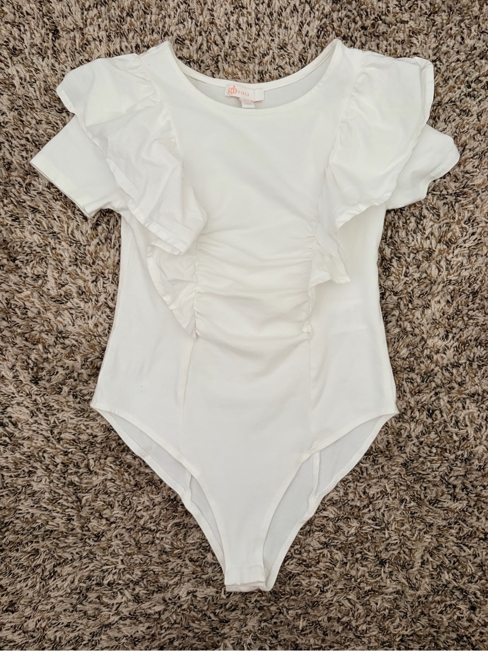 GB girls White Ruffle-Front One-Piece Bodysuit